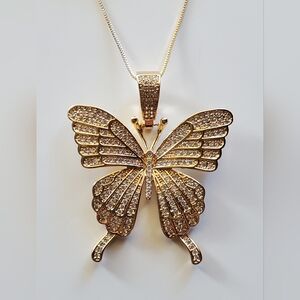 CZ Butterfly Pendant Necklace